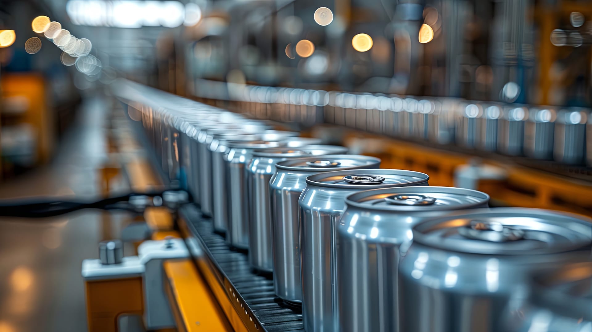 Cans on a conveyour Cans on a conveyour