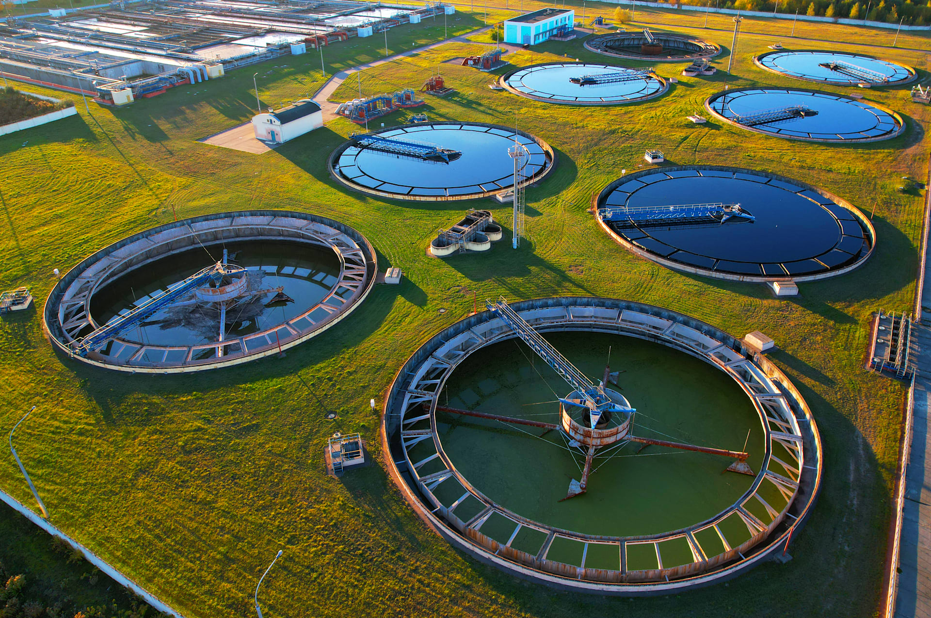 A sewage treatment plant from above A sewage treatment plant from above